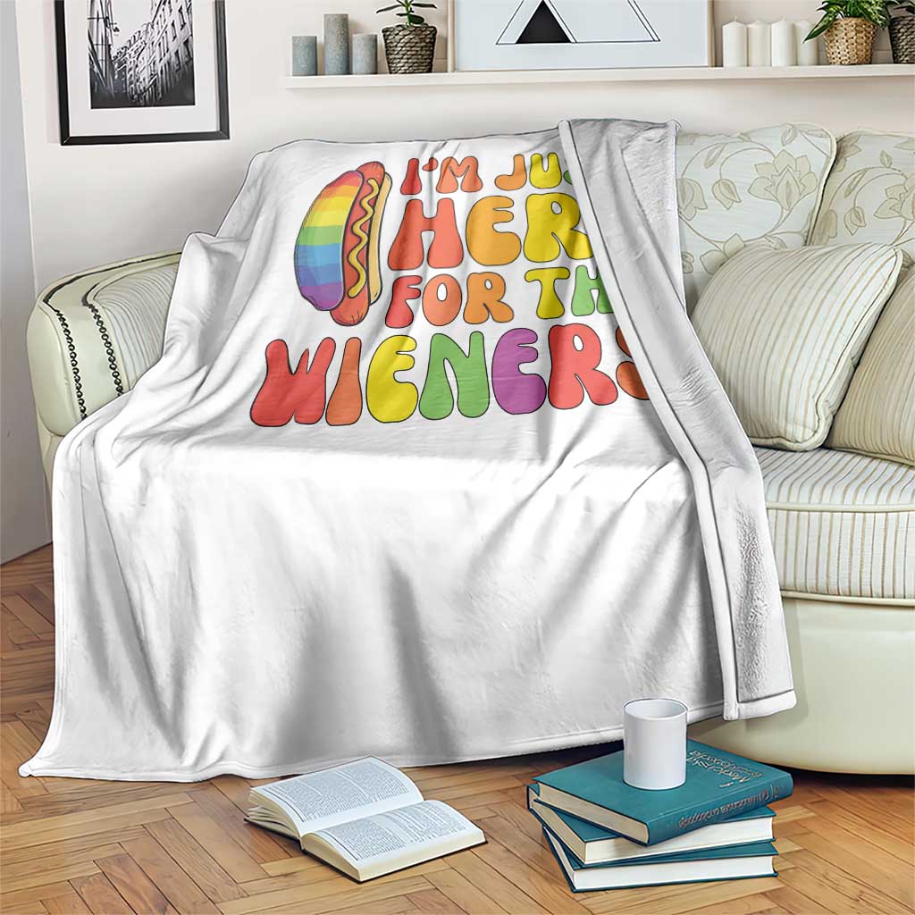 Funny Im Just Here For The Wieners Throw Blanket LGBTQ Pride Party Gift