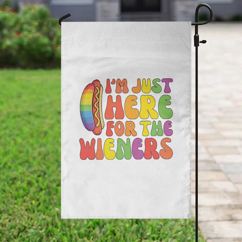 Funny Im Just Here For The Wieners Garden Flag LGBTQ Pride Party Gift