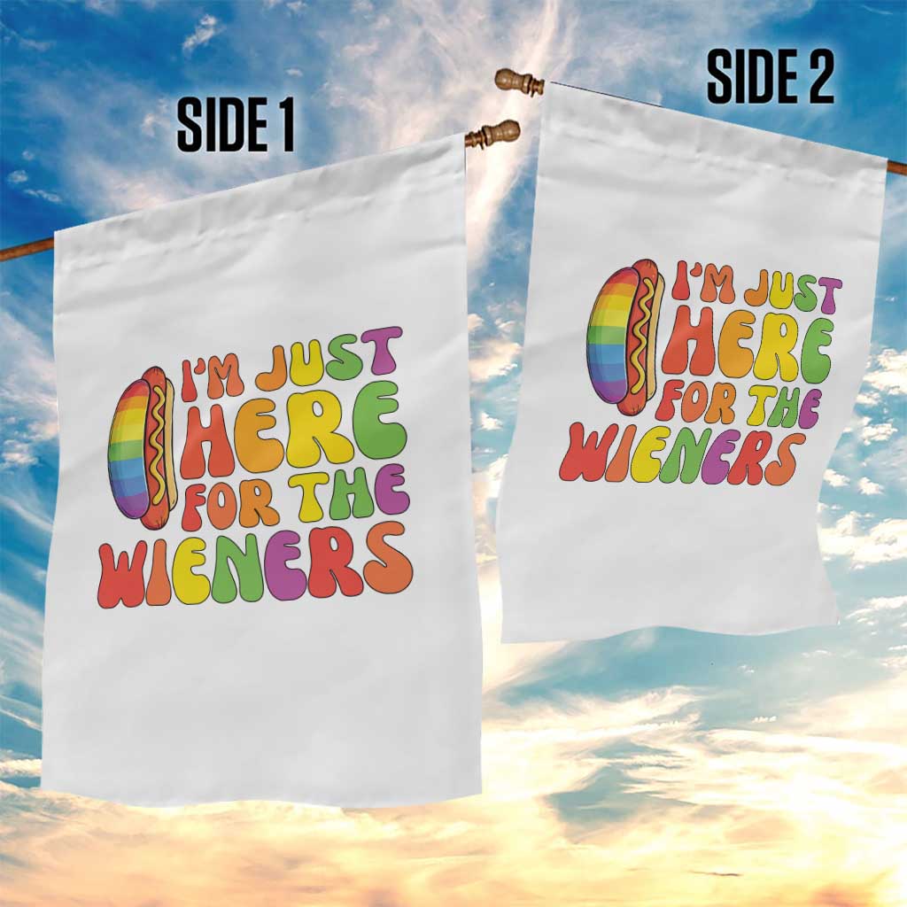 Funny Im Just Here For The Wieners Garden Flag LGBTQ Pride Party Gift