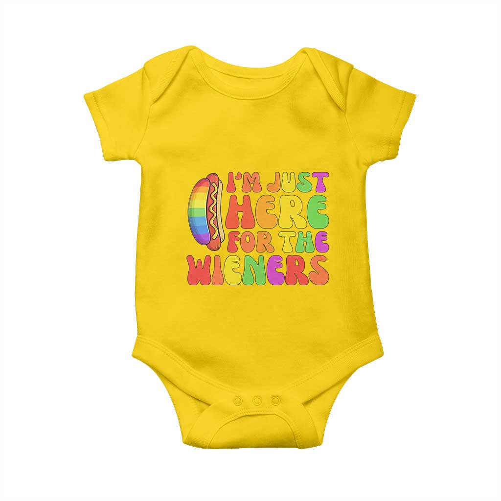 Funny Im Just Here For The Wieners Baby Onesie LGBTQ Pride Party Gift TS12 Daisy Print Your Wear