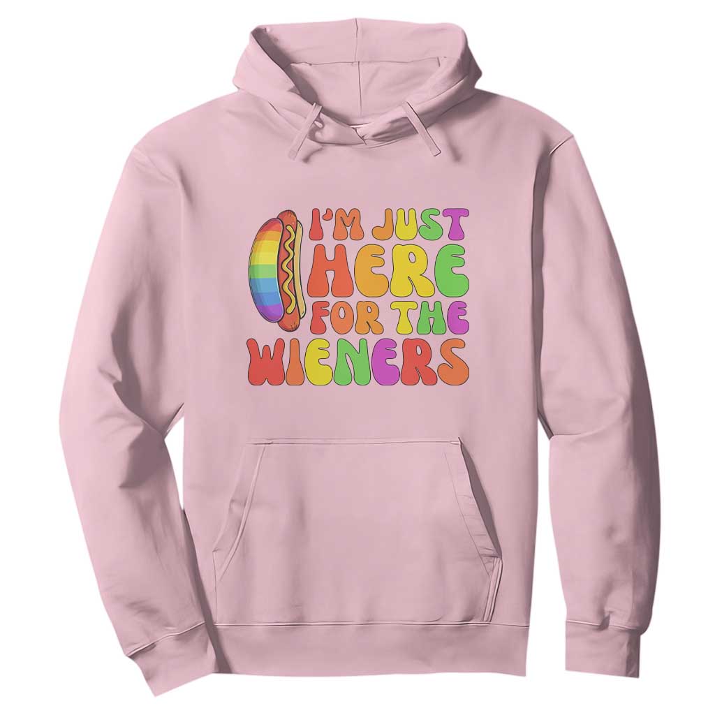 Funny Im Just Here For The Wieners Hoodie LGBTQ Pride Party Gift TS12 Light Pink Print Your Wear
