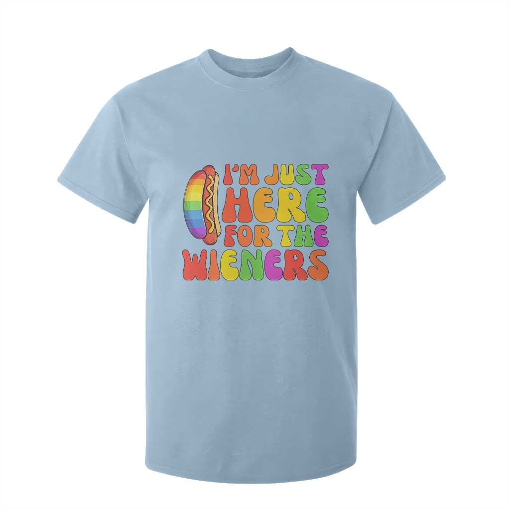 Funny Im Just Here For The Wieners T Shirt For Kid LGBTQ Pride Party Gift TS12 Light Blue Print Your Wear