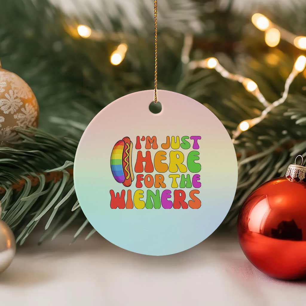 Funny Im Just Here For The Wieners Ceramic Ornament LGBTQ Pride Party Gift