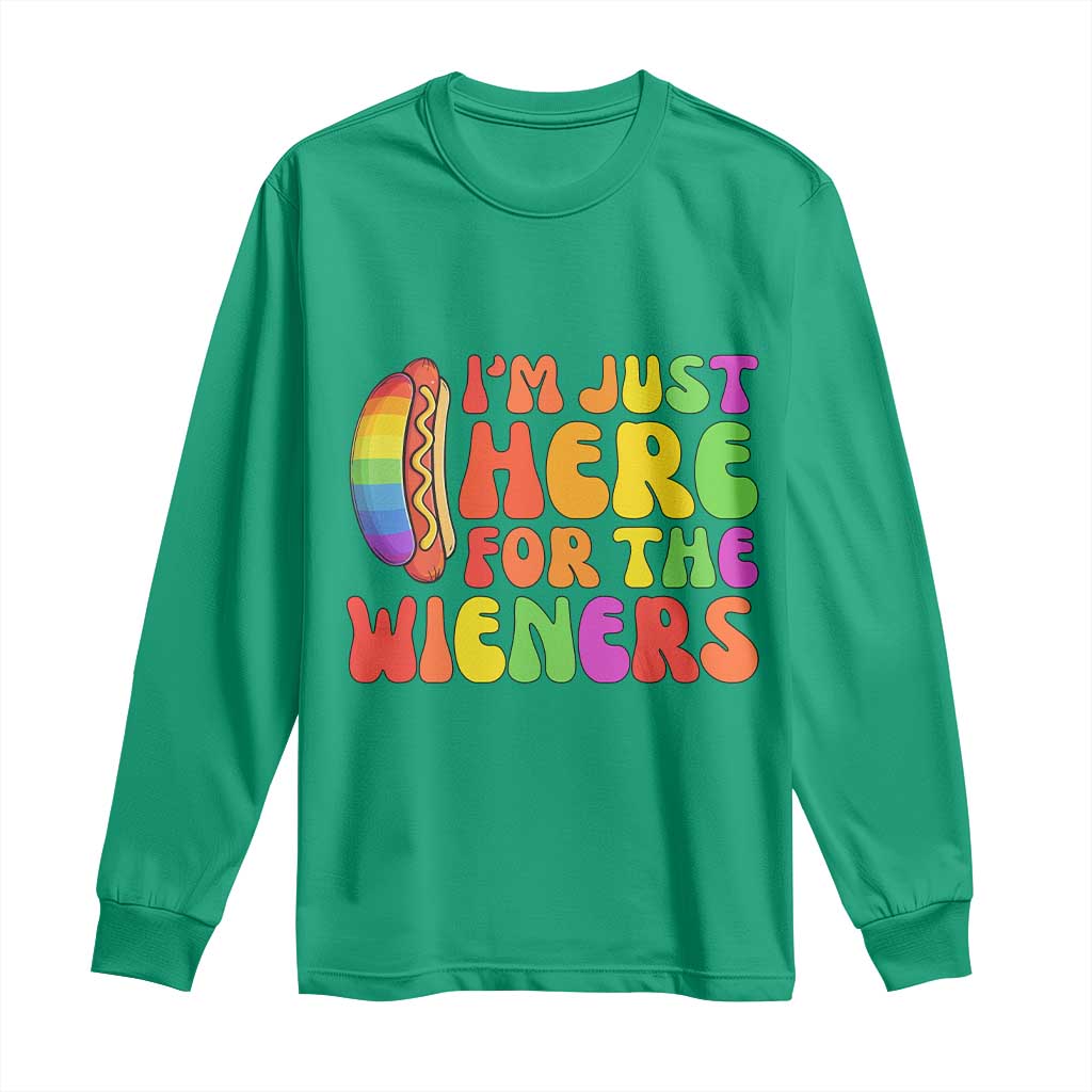 Funny Im Just Here For The Wieners Long Sleeve Shirt LGBTQ Pride Party Gift TS12 Irish Green Print Your Wear