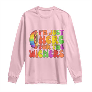 Funny Im Just Here For The Wieners Long Sleeve Shirt LGBTQ Pride Party Gift TS12 Light Pink Print Your Wear