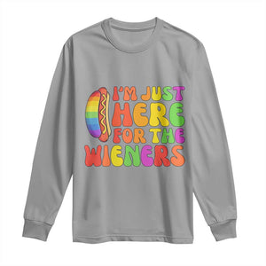 Funny Im Just Here For The Wieners Long Sleeve Shirt LGBTQ Pride Party Gift TS12 Sport Gray Print Your Wear