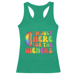 Funny Im Just Here For The Wieners Racerback Tank Top LGBTQ Pride Party Gift TS12 Irish Green Print Your Wear