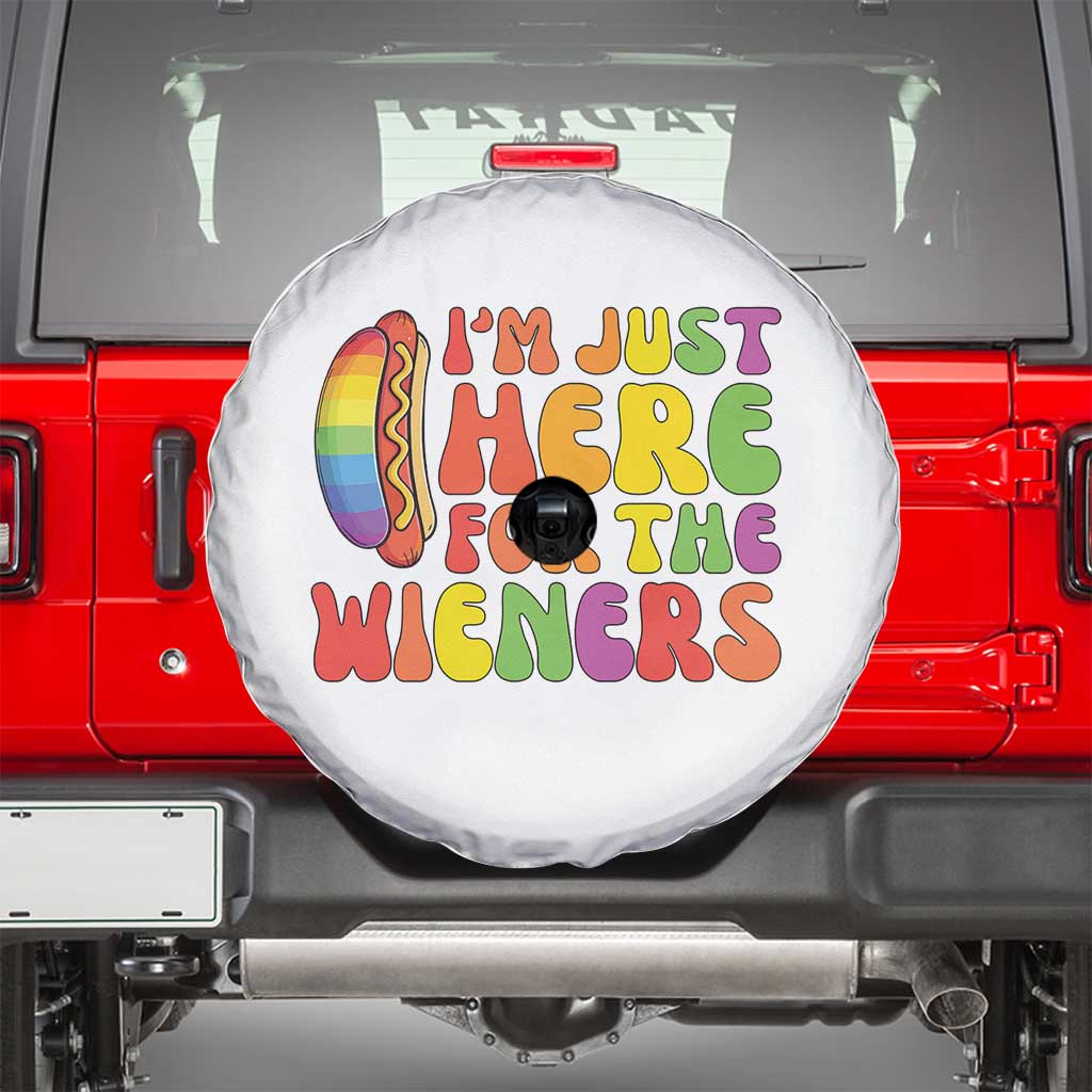 Funny Im Just Here For The Wieners Spare Tire Cover LGBTQ Pride Party Gift TS12 White Print Your Wear