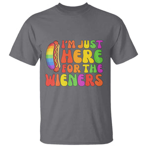 Funny Im Just Here For The Wieners T Shirt LGBTQ Pride Party Gift TS12 Charcoal Print Your Wear