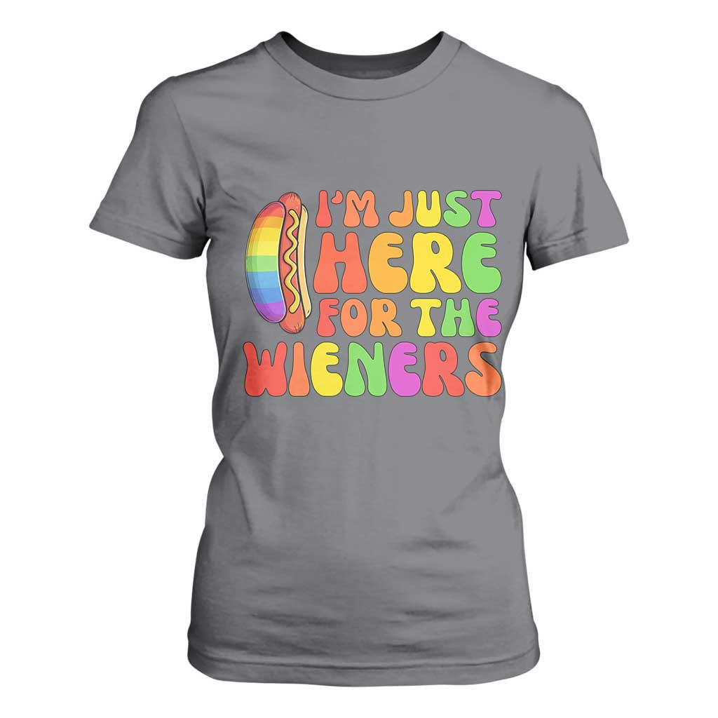 Funny Im Just Here For The Wieners T Shirt For Women LGBTQ Pride Party Gift TS12 Charcoal Print Your Wear