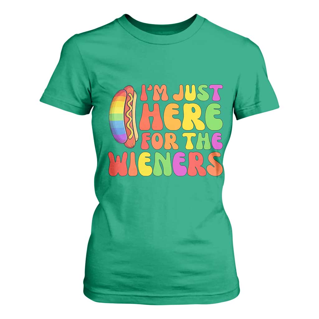 Funny Im Just Here For The Wieners T Shirt For Women LGBTQ Pride Party Gift TS12 Irish Green Print Your Wear