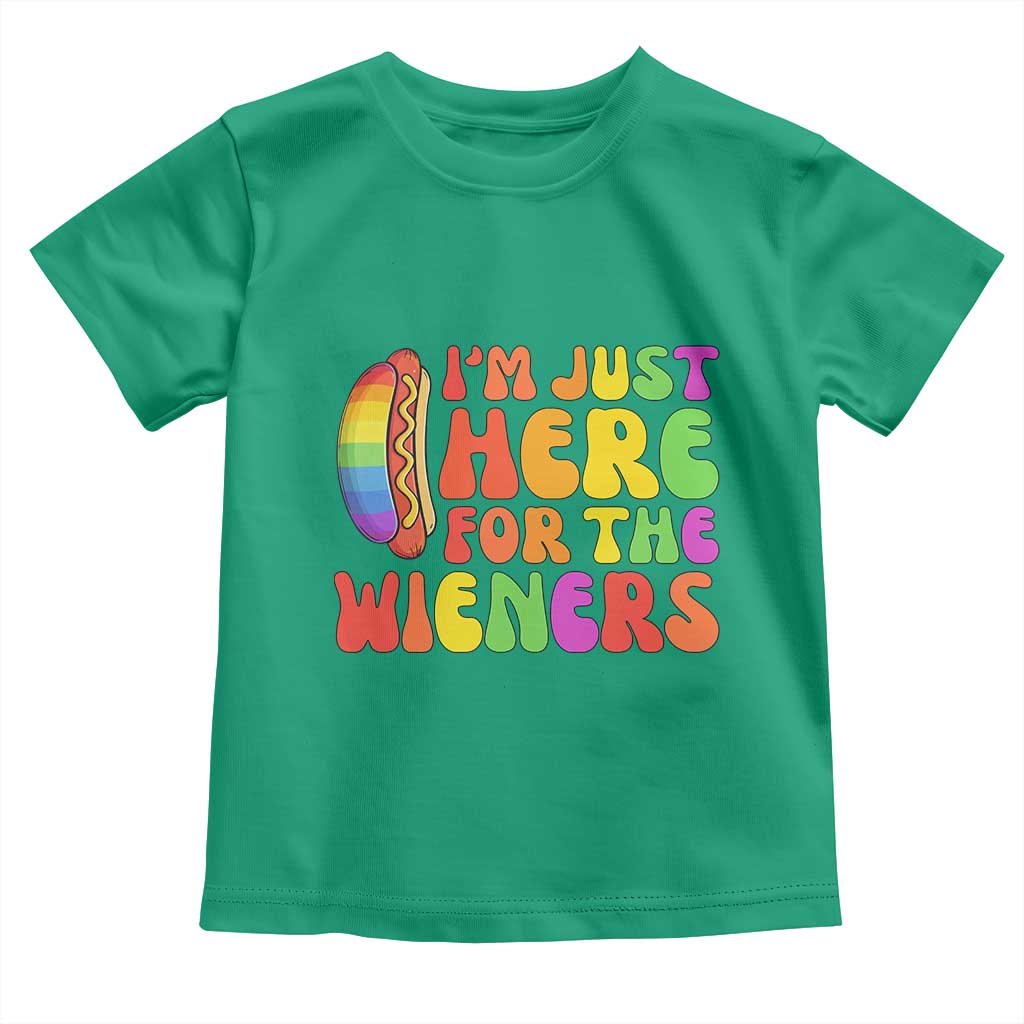Funny Im Just Here For The Wieners Toddler T Shirt LGBTQ Pride Party Gift TS12 Irish Green Print Your Wear