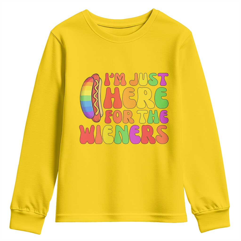 Funny Im Just Here For The Wieners Youth Sweatshirt LGBTQ Pride Party Gift TS12 Daisy Print Your Wear