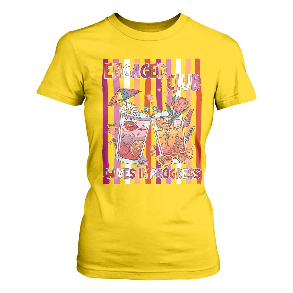 Engaged Club Wives In Progress T Shirt For Women Lesbian Bachelorette Engagement Gift TS12 Daisy Print Your Wear