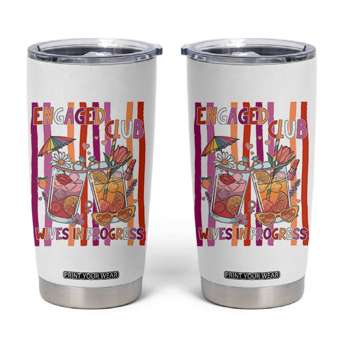 Engaged Club Wives In Progress Tumbler Cup Lesbian Bachelorette Engagement Gift