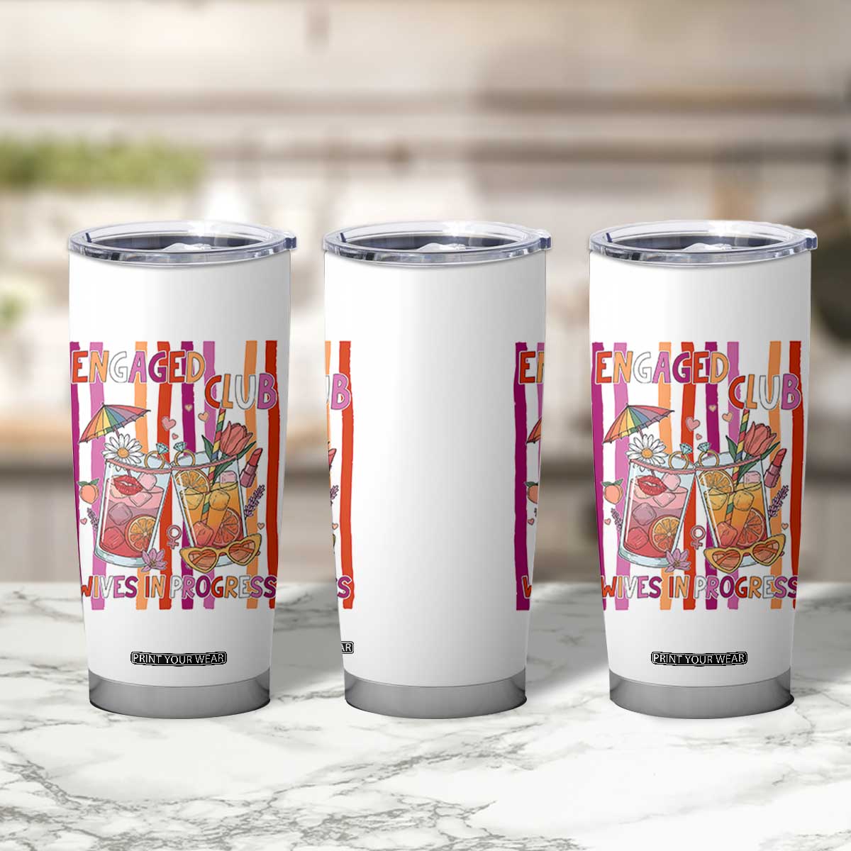 Engaged Club Wives In Progress Tumbler Cup Lesbian Bachelorette Engagement Gift