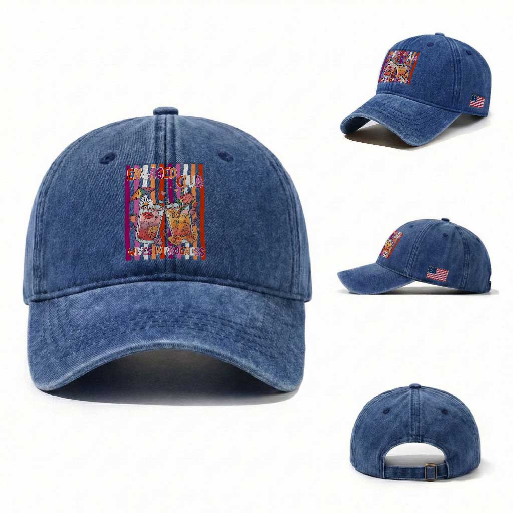 Engaged Club Wives In Progress Washed Cotton Baseball Cap Lesbian Bachelorette Engagement Gift