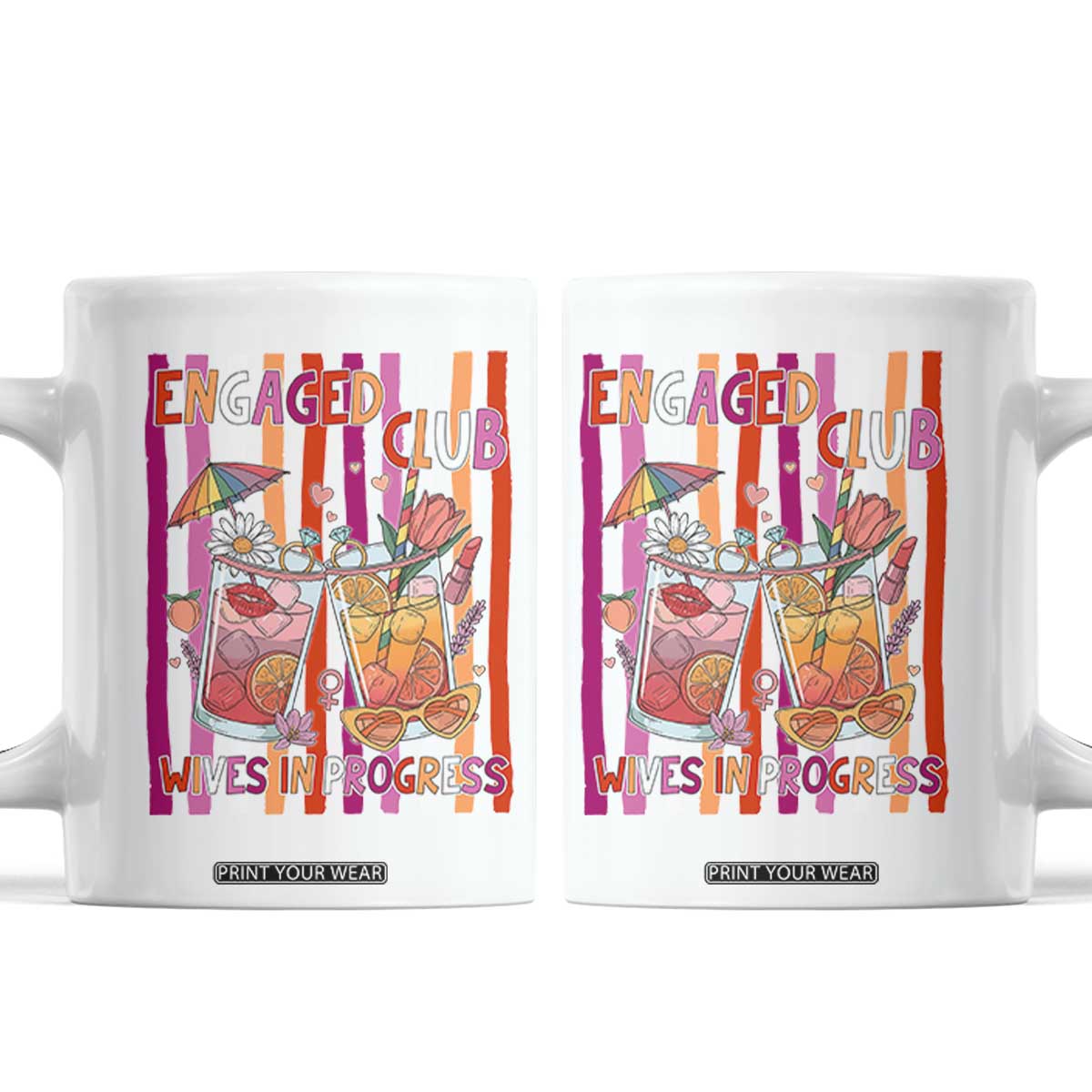 Engaged Club Wives In Progress Coffee Mug Lesbian Bachelorette Engagement Gift