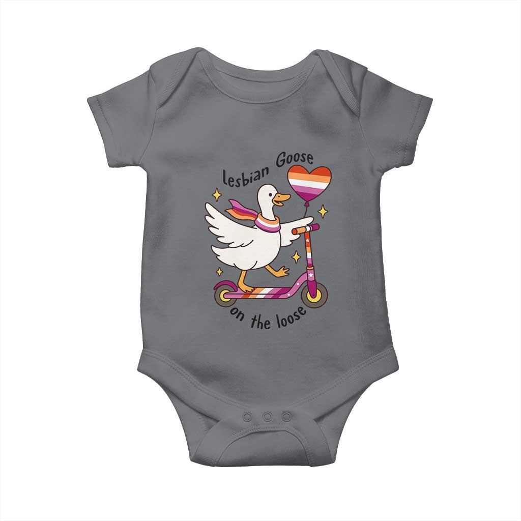 Lesbian Goose On The Loose Baby Onesie Funny LGBTQ Animal Pride Gift TS12 Charcoal Print Your Wear