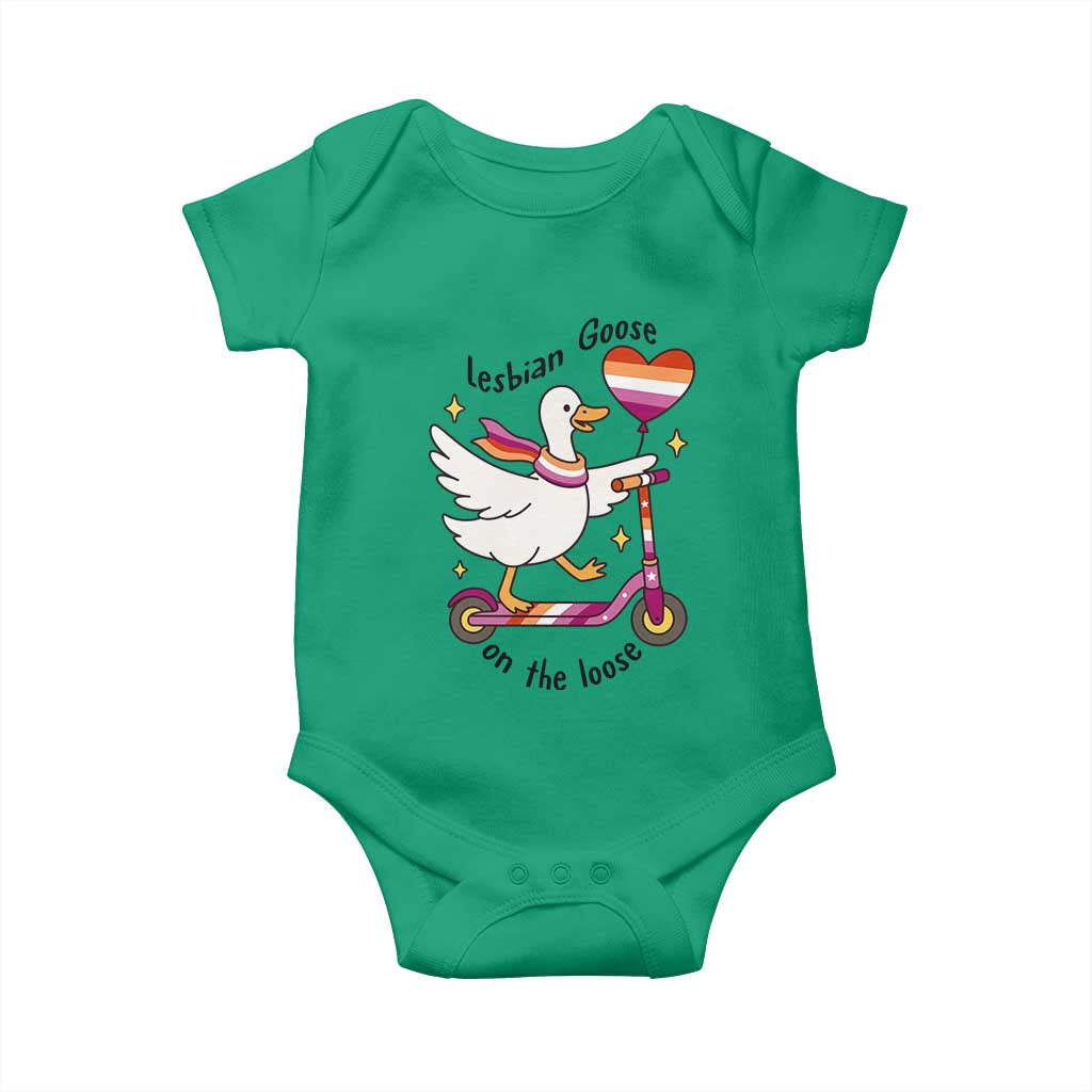 Lesbian Goose On The Loose Baby Onesie Funny LGBTQ Animal Pride Gift TS12 Irish Green Print Your Wear