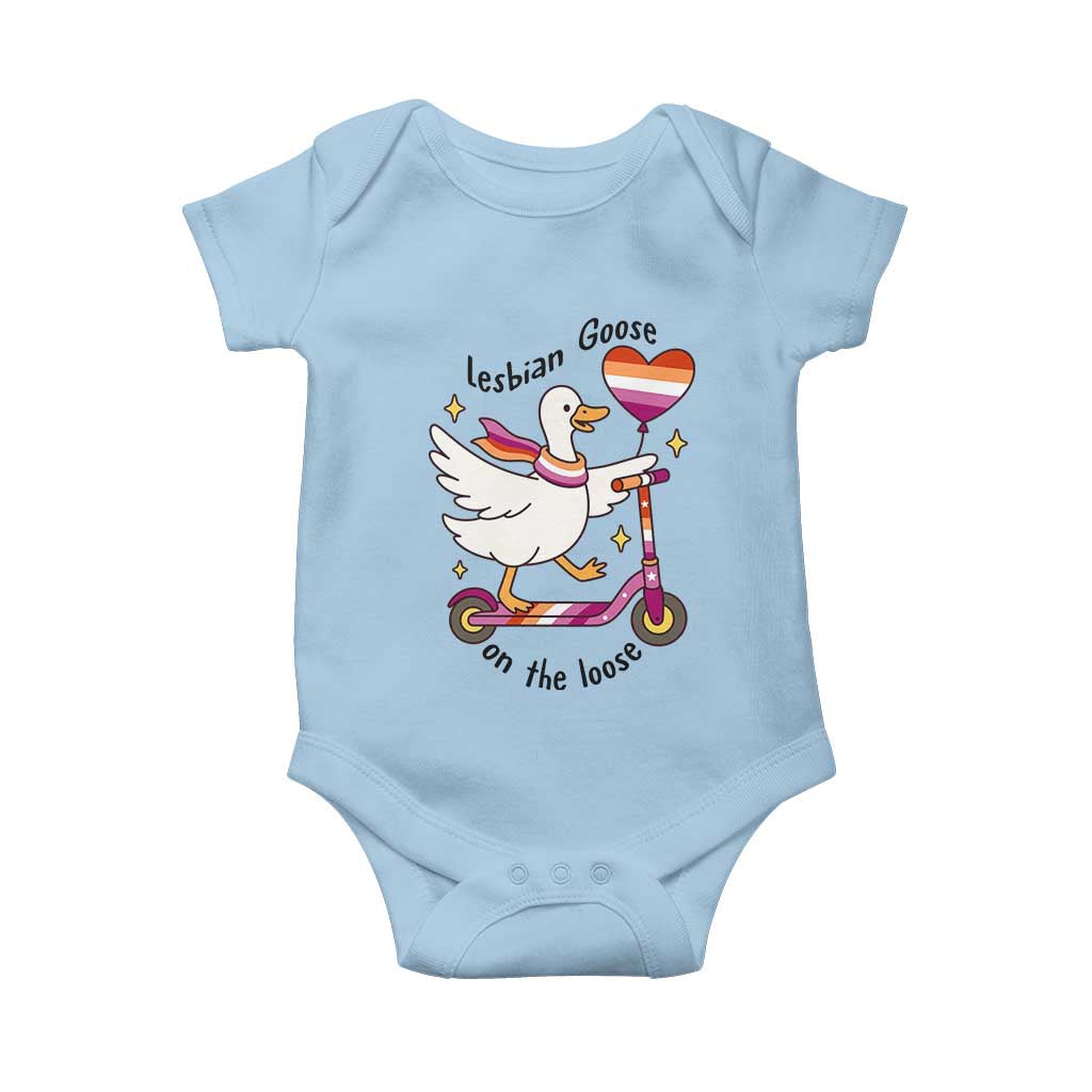Lesbian Goose On The Loose Baby Onesie Funny LGBTQ Animal Pride Gift TS12 Light Blue Print Your Wear