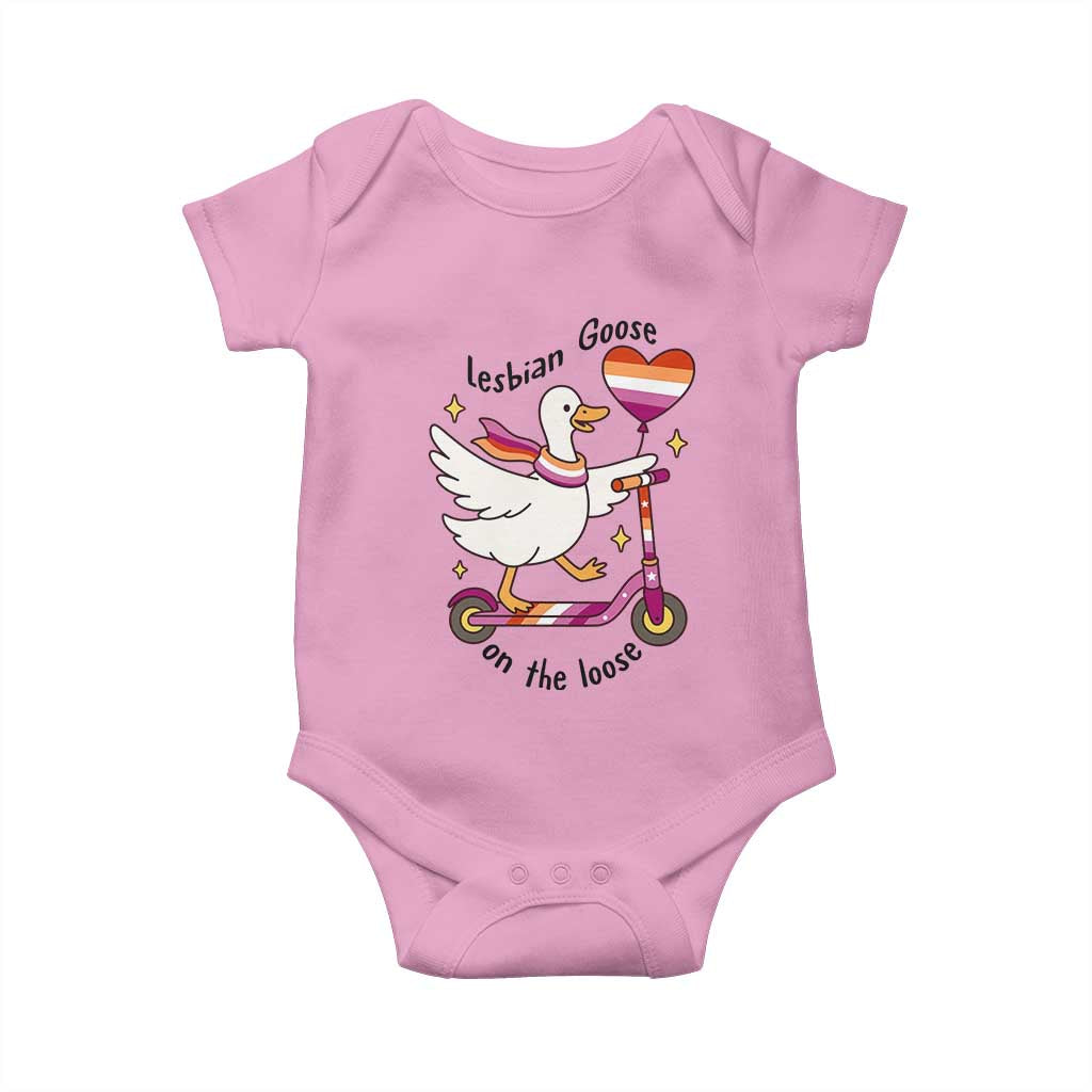 Lesbian Goose On The Loose Baby Onesie Funny LGBTQ Animal Pride Gift TS12 Light Pink Print Your Wear