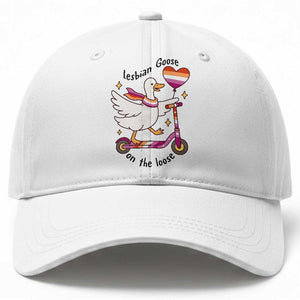 Lesbian Goose On The Loose Baseball Cap Funny LGBTQ Animal Pride Gift