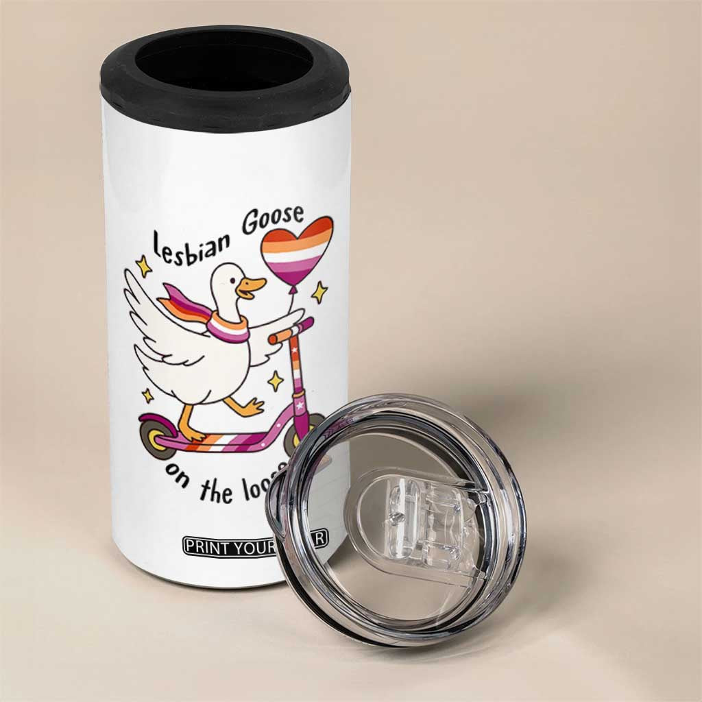 Lesbian Goose On The Loose 4 in 1 Can Cooler Tumbler Funny LGBTQ Animal Pride Gift TS12 Print Your Wear