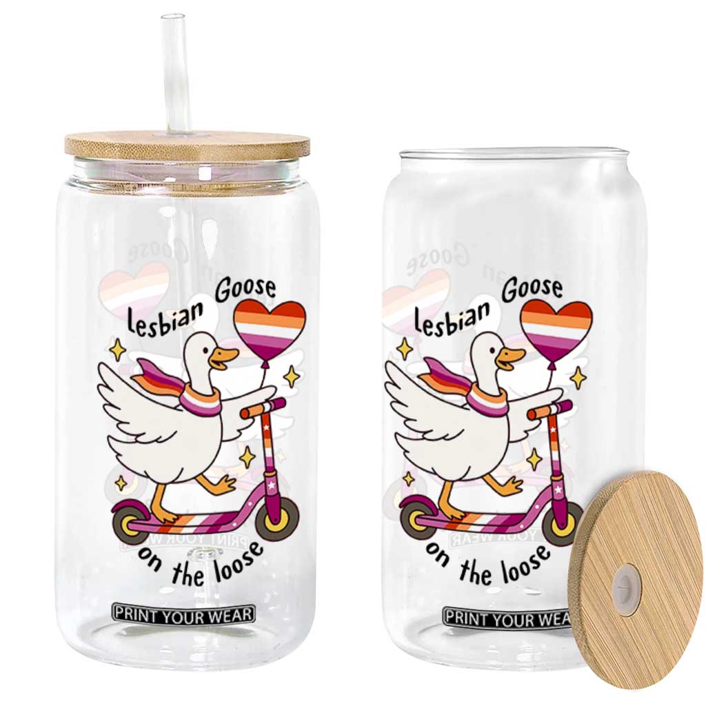 Lesbian Goose On The Loose Glass Can Funny LGBTQ Animal Pride Gift