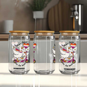 Lesbian Goose On The Loose Glass Can Funny LGBTQ Animal Pride Gift