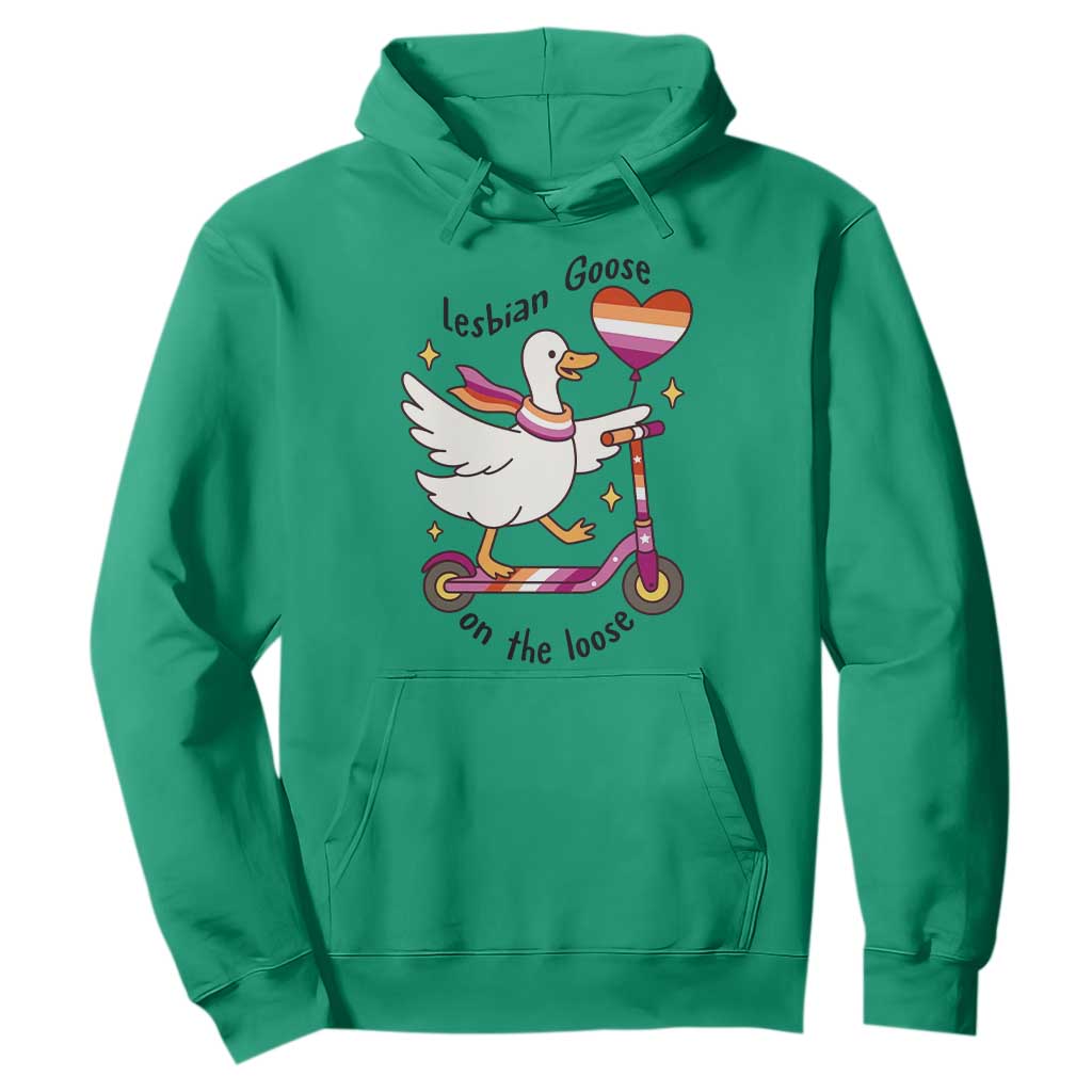 Lesbian Goose On The Loose Hoodie Funny LGBTQ Animal Pride Gift TS12 Irish Green Print Your Wear