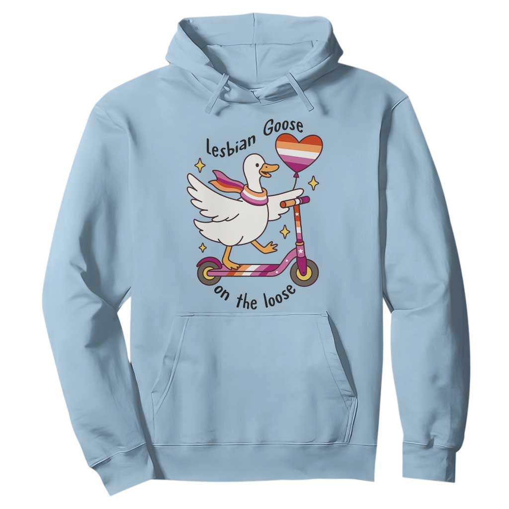 Lesbian Goose On The Loose Hoodie Funny LGBTQ Animal Pride Gift TS12 Light Blue Print Your Wear