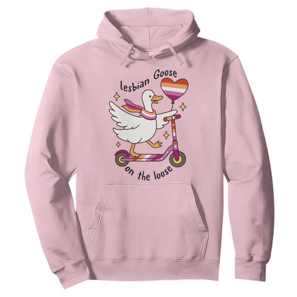 Lesbian Goose On The Loose Hoodie Funny LGBTQ Animal Pride Gift TS12 Light Pink Print Your Wear
