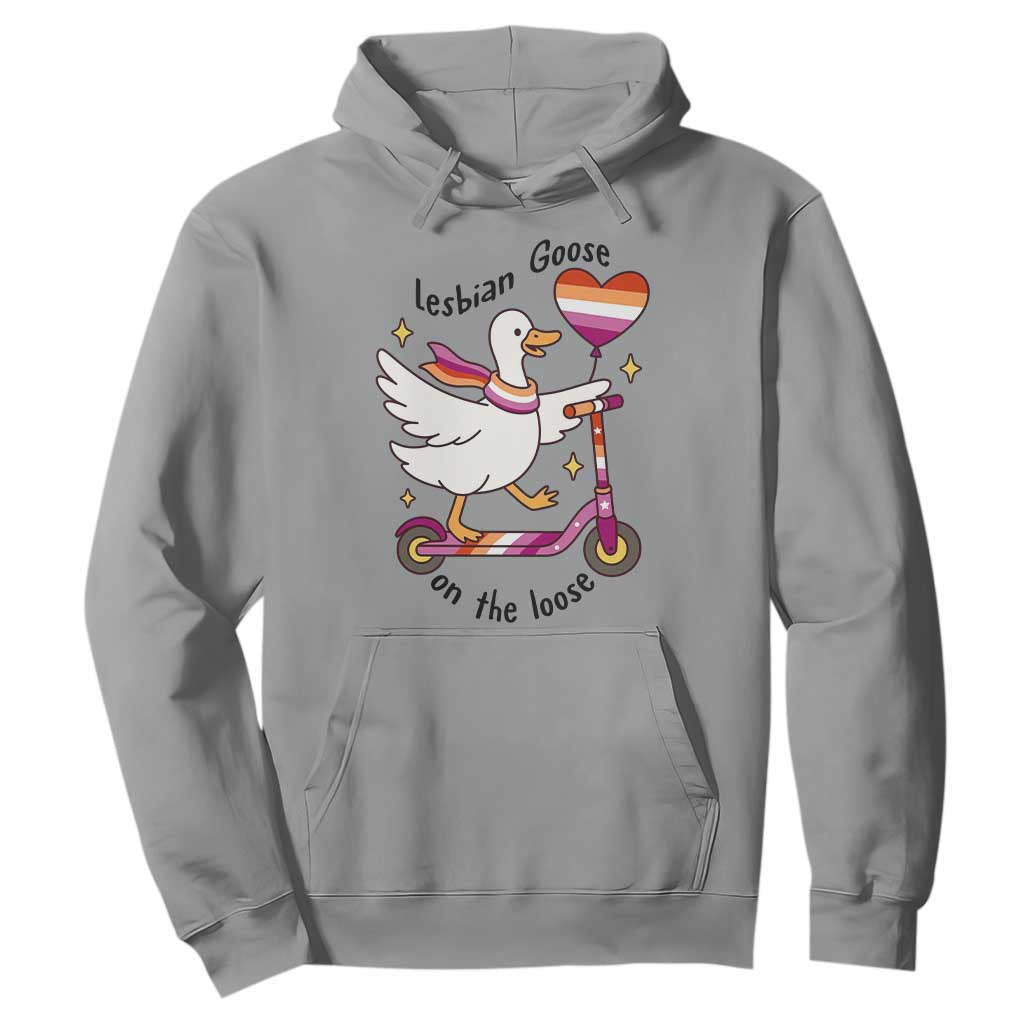 Lesbian Goose On The Loose Hoodie Funny LGBTQ Animal Pride Gift TS12 Sport Gray Print Your Wear