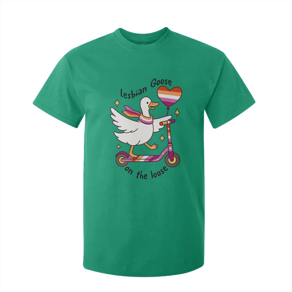 Lesbian Goose On The Loose T Shirt For Kid Funny LGBTQ Animal Pride Gift TS12 Irish Green Print Your Wear
