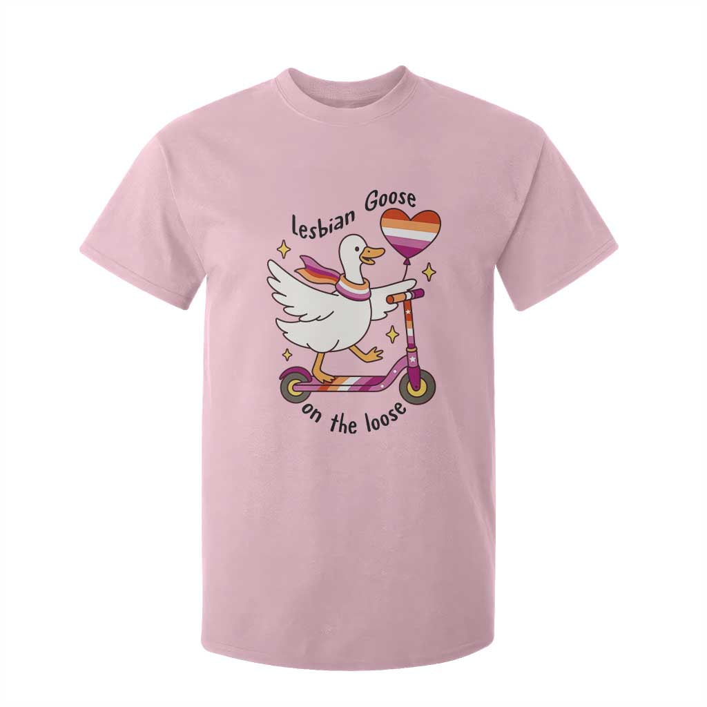Lesbian Goose On The Loose T Shirt For Kid Funny LGBTQ Animal Pride Gift TS12 Light Pink Print Your Wear