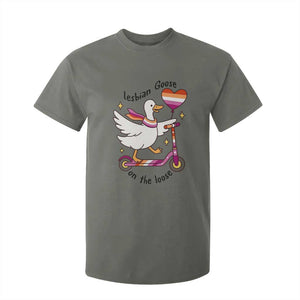 Lesbian Goose On The Loose T Shirt For Kid Funny LGBTQ Animal Pride Gift TS12 Military Green Print Your Wear