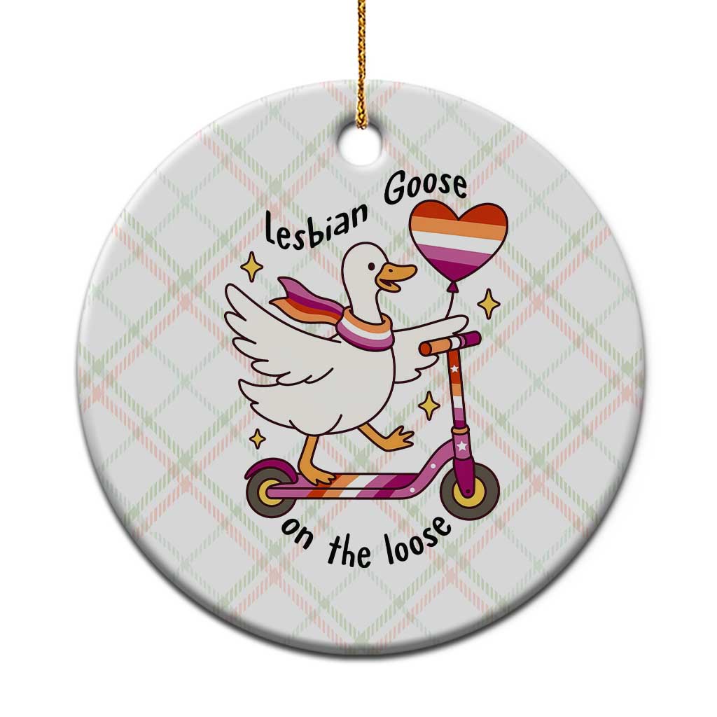 Lesbian Goose On The Loose Ceramic Ornament Funny LGBTQ Animal Pride Gift TS12 1pc Christmas Plaid Print Your Wear