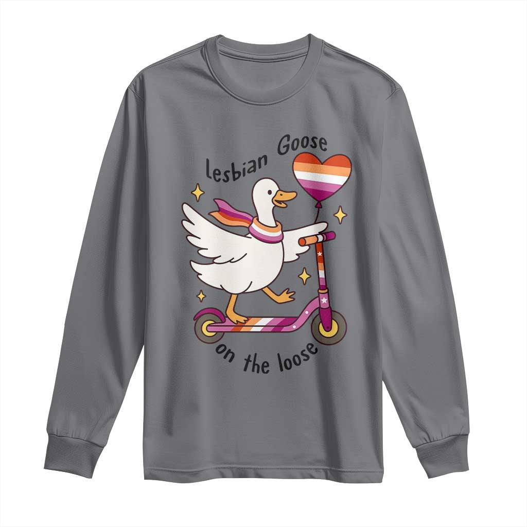 Lesbian Goose On The Loose Long Sleeve Shirt Funny LGBTQ Animal Pride Gift