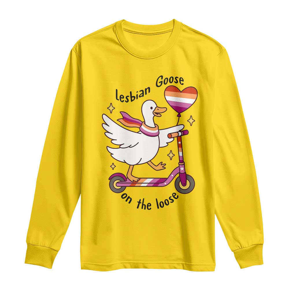 Lesbian Goose On The Loose Long Sleeve Shirt Funny LGBTQ Animal Pride Gift