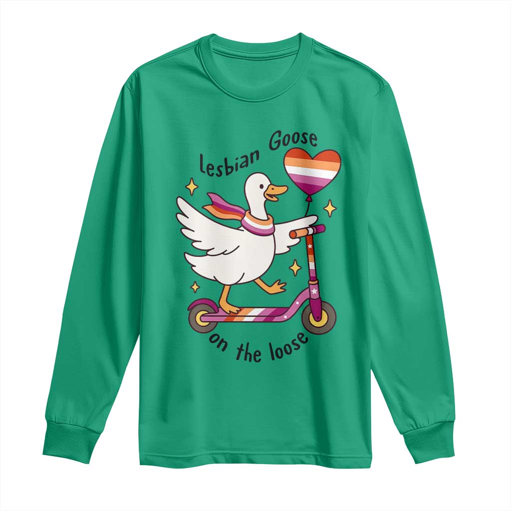 Lesbian Goose On The Loose Long Sleeve Shirt Funny LGBTQ Animal Pride Gift