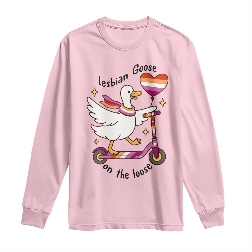 Lesbian Goose On The Loose Long Sleeve Shirt Funny LGBTQ Animal Pride Gift