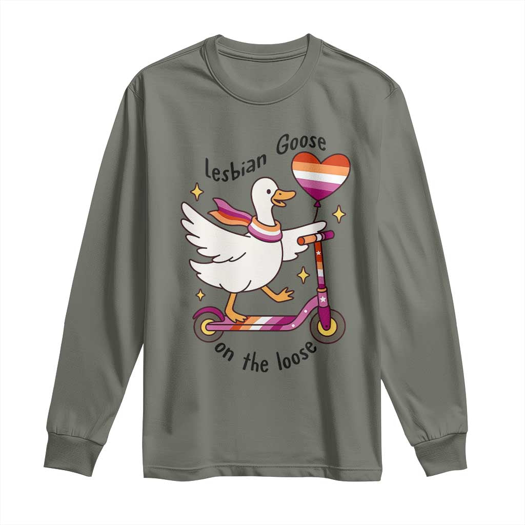 Lesbian Goose On The Loose Long Sleeve Shirt Funny LGBTQ Animal Pride Gift