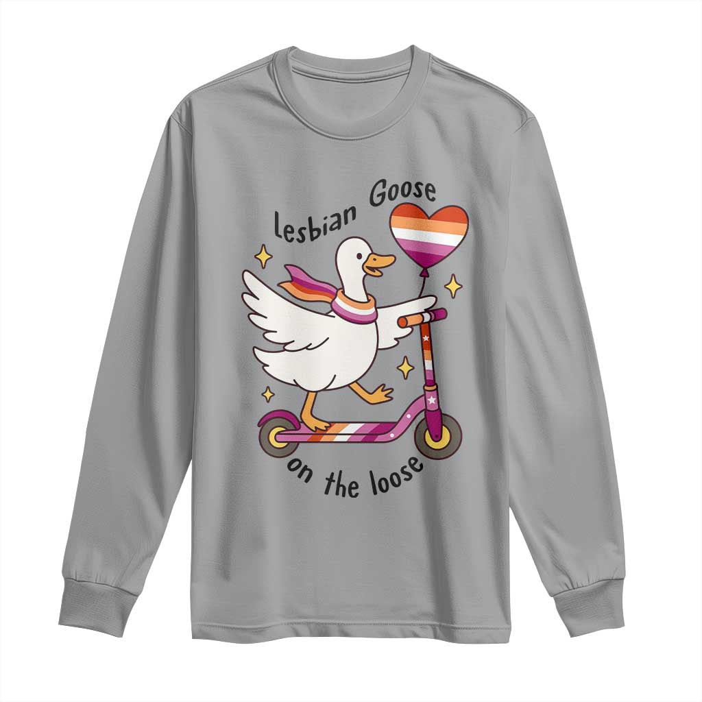 Lesbian Goose On The Loose Long Sleeve Shirt Funny LGBTQ Animal Pride Gift