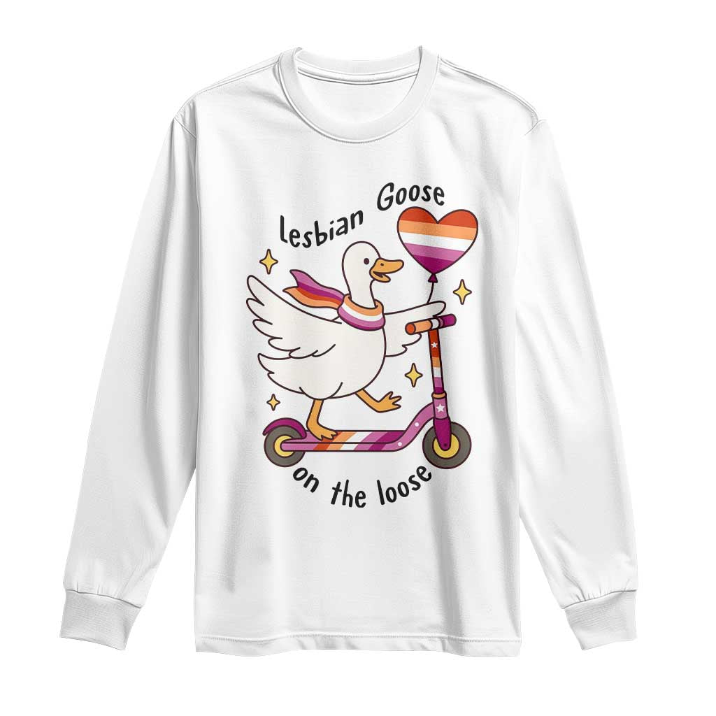Lesbian Goose On The Loose Long Sleeve Shirt Funny LGBTQ Animal Pride Gift