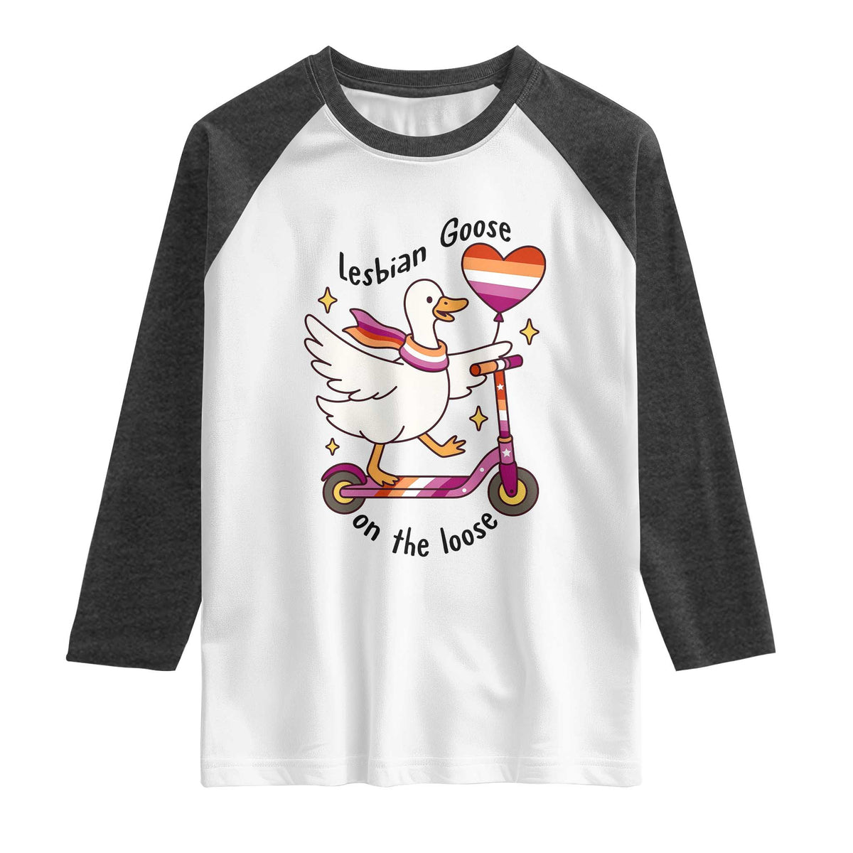 Lesbian Goose On The Loose Raglan Shirt Funny LGBTQ Animal Pride Gift