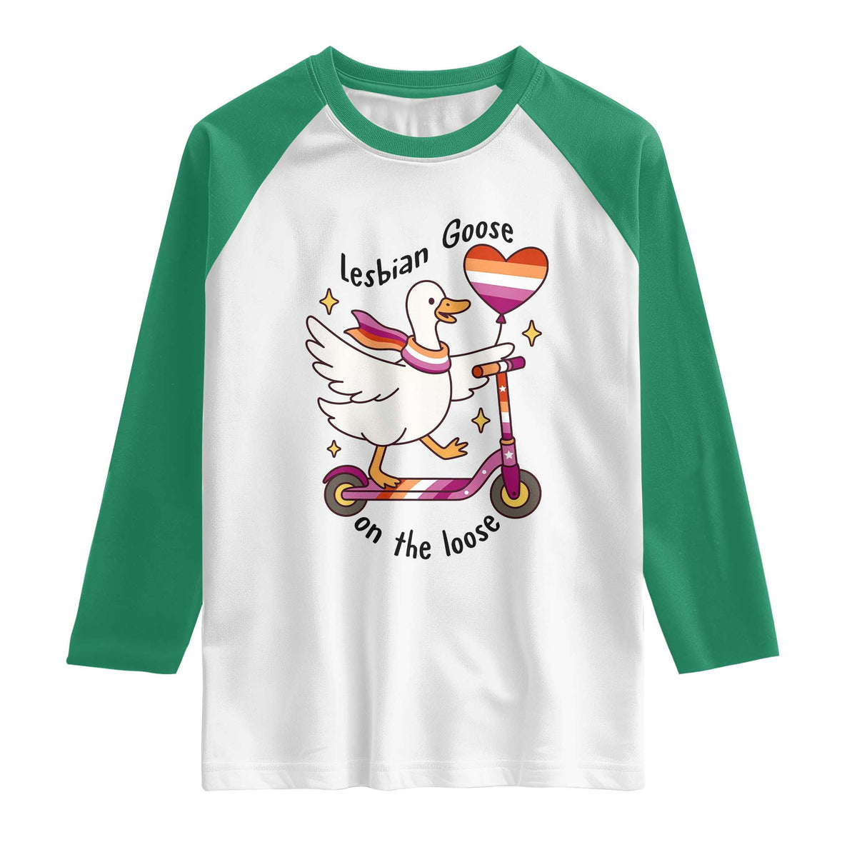 Lesbian Goose On The Loose Raglan Shirt Funny LGBTQ Animal Pride Gift