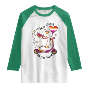 Lesbian Goose On The Loose Raglan Shirt Funny LGBTQ Animal Pride Gift