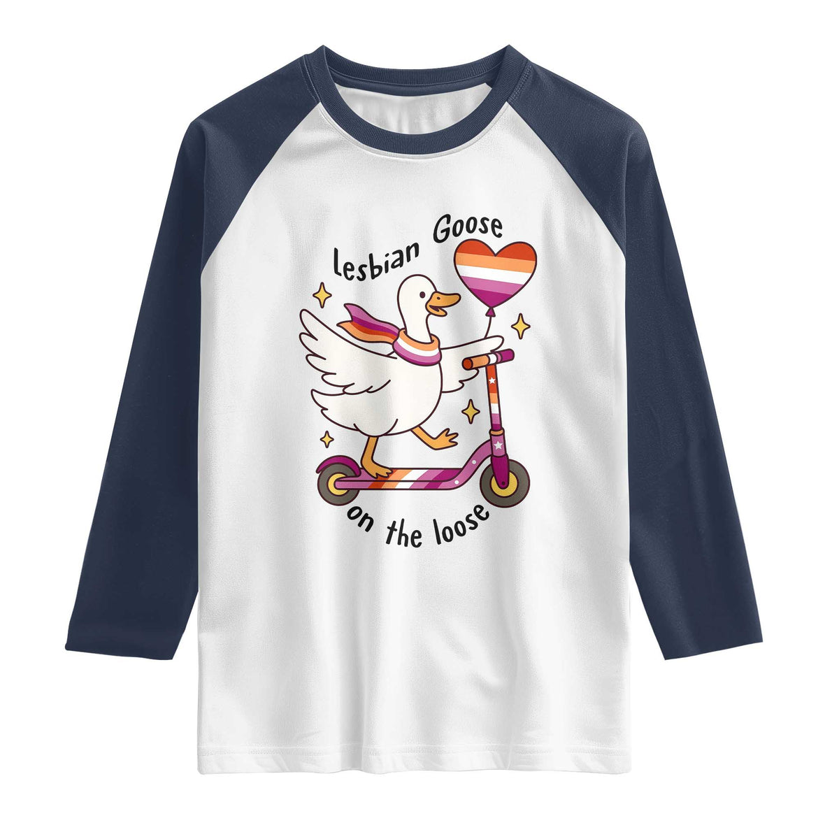 Lesbian Goose On The Loose Raglan Shirt Funny LGBTQ Animal Pride Gift