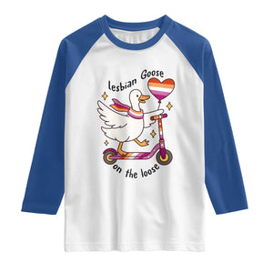 Lesbian Goose On The Loose Raglan Shirt Funny LGBTQ Animal Pride Gift